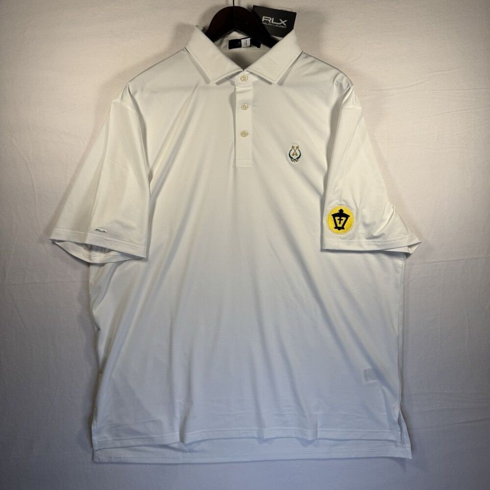 NEW RALPH LAUREN RLX Golf Polo Button Shirt XL PEACHTREE GOLF CLUB White